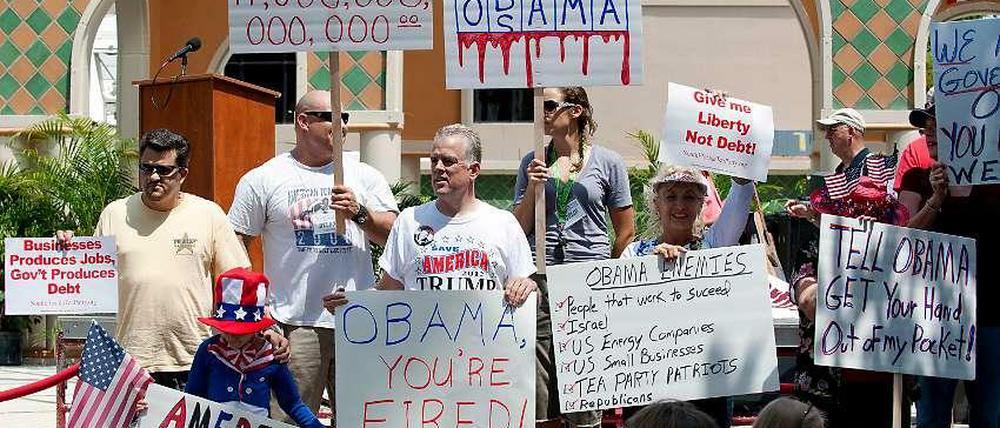 Unzufrieden mit der Regierung und dem Kongress: Eine Anti-Obama-Demo in Florida.