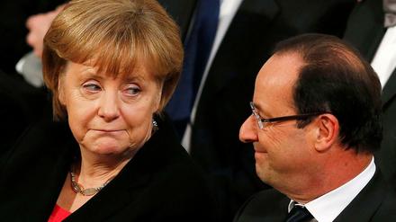 Angela Merkel und Francois Holland während der Verleihung des Friedensnobelpreises im Dezember 2012 in Oslo