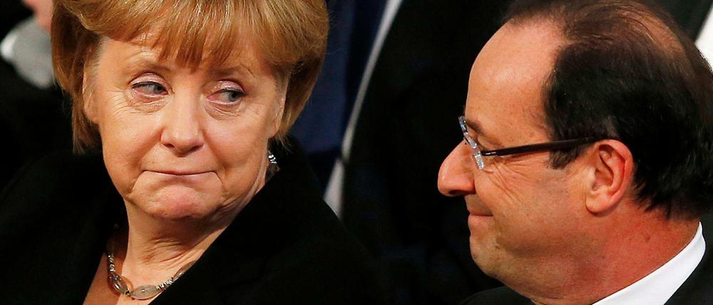 Angela Merkel und Francois Holland während der Verleihung des Friedensnobelpreises im Dezember 2012 in Oslo