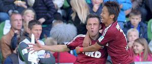 Gefühlter Sieg: Der 1. FC Nürnberg holte zwei Mal einen Rückstand auf und verdiente sich in Bremen einen Punkt.