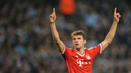 Thomas Müller feiert sein Tor gegen Manchester City.