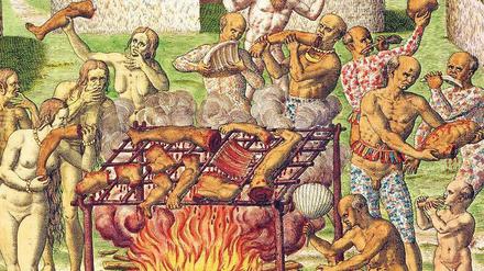 Das Buch von Staden veröffentlichte Theodor de Bry 1592 mit neuen Zeichnungen nach den alten Vorlagen.