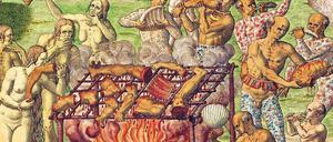 Das Buch von Staden veröffentlichte Theodor de Bry 1592 mit neuen Zeichnungen nach den alten Vorlagen.