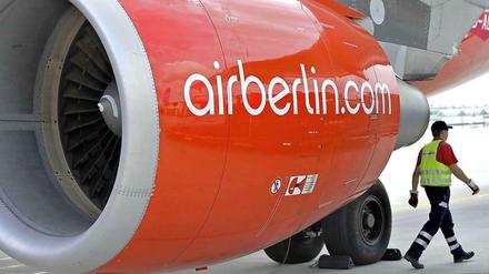 Turbine eines Air Berlin Flugzeugs 