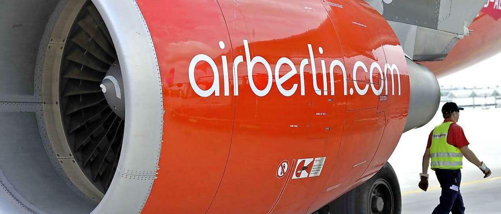 Turbine eines Air Berlin Flugzeugs 