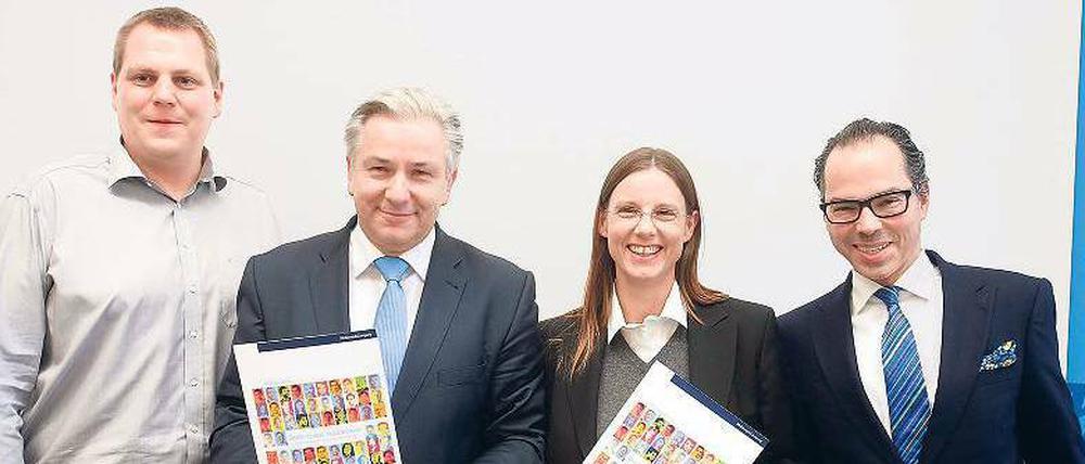 Gründerzeit mit Wooga-Chef Jens Begemann, Klaus Wowereit, Katrin Suder und Christian Malorny von McKinsey (von links)