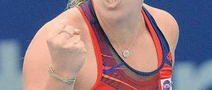 Geht doch. Angelique Kerber freut sich über ihren insgesamt dritten Titel. Foto: dpa