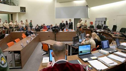 Der Saal des NSU-Prozesses im Oberlandesgericht München.