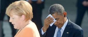 Der Präsident hört mit. Angela Merkel und Barack Obama beim Besuch des amerikanischen Staatsoberhaupts in Berlin Mitte Juni, kurz nach den ersten Enthüllungen über die Spähprogramme des US-Geheimdienstes NSA.