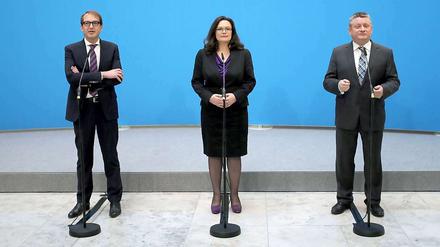 Alexander Dobrindt (CSU), Andrea Nahles (SPD), Hermann Gröhe (CDU)
