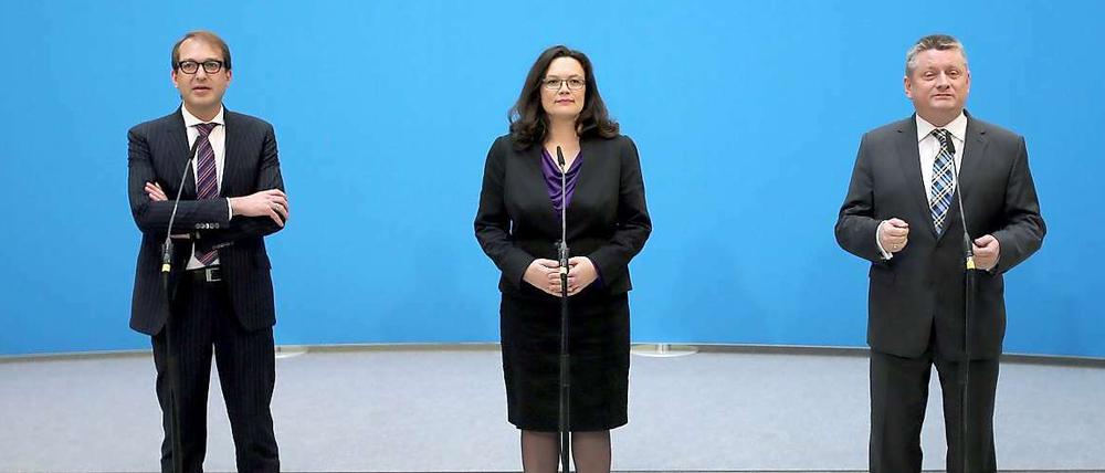 Alexander Dobrindt (CSU), Andrea Nahles (SPD), Hermann Gröhe (CDU)