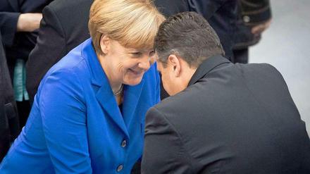 Wunschkoalition? Angela Merkel und Sigmar Gabriel bei der konstituierenden Sitzung des Bundestages.