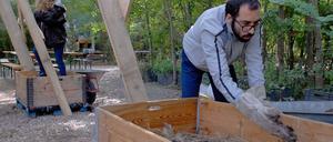Stadt-Land. Die Prinzessinengärten. in einer Baulücke in Kreuzberg, dürfen bleiben. Hier werden Brennnesseln gepflanzt, um daraus Gülle zu machen.