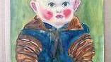 Kind am Tisch. Otto Griebels Aquarell hat seine Strahlkraft bewahrt.
