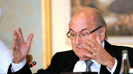 Sepp in action: Fifa-Boss Sepp Blatter.