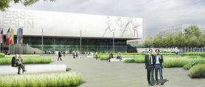 Der weiße Klotz am Rand des Messegeländes Berlin: der neue City Cube. 