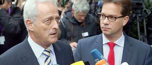 Viele Fragen bleiben offen. Peter Ramsauer (CSU, l) und sein Verhandlungspartner der SPD, Florian Pronold nach dem Treffen der Arbeitsgruppe Verkehr und Wohnen. 