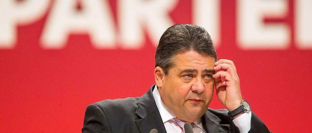 SPD-Chef Sigmar Gabriel aus dem Bundesparteitag in Leipzig