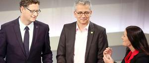 Geht's ohne die Linke? Der hessische SPD-Spitzenkandidat Thorsten Schäfer-Gümbel (l.) Tarek Al-Wazir, Spitzenkandidat der Grünen und Janine Wissler von der Linkspartei.