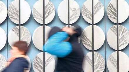 Variationen in Aluminium. Insgesamt 224 stilisierte Lindenblätter schmücken das Garagentor der polnischen Botschaft. 