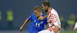 Simunic (r.) im Spiel gegen Island. 