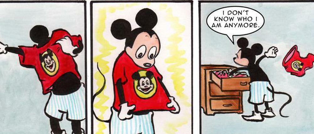 Identitätskrise: Der Jubilar in der - von Disney nicht autorisierten - Kurzgeschichte „Boys’ Night“ von Max Landis und AP Quach.