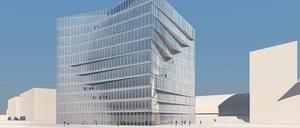 Würfel vor dem Hauptbahnhof. Dieses gläserne Gebäude soll 2016 auf dem Washingtonplatz errichtet werden. Mehr lesen Sie unter diesem Tagesspiegel-Link.