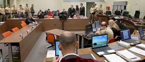 Ein Blick in den Gerichtssaal, in dem der NSU-Prozess verhandelt wird.