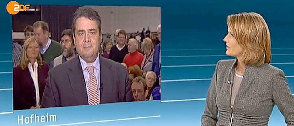 Ein heftiges Wortgefecht lieferte sich SPD-Chef Sigmar Gabriel mit der ZDF-Moderatorin Marietta Slomka im "heute-journal".  