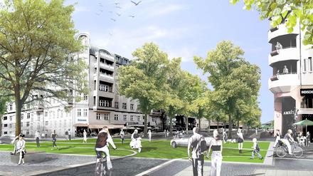 Still soll es werden. Ein Modell von Landschaftsplanern zeigt die Maaßenstraße aus Richtung Winterfeldtplatz.