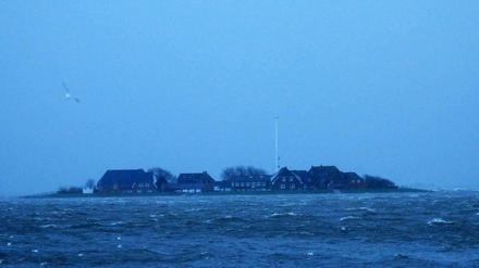 Land unter. Die Sturmflut überspülte auch die Hallig Hooge in der Nordsee. Dort sagen sie: So ist das Leben. Und rücken zusammen – noch enger als sonst.