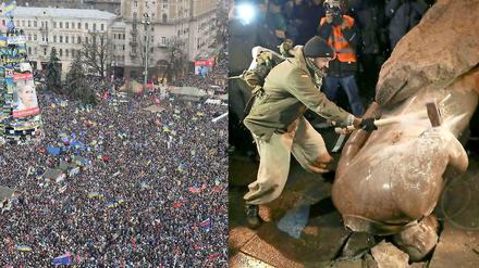 Menschenmeer und Wut, die sich entlädt. In Kiew haben auch am Sonntag wieder hunderttausende Ukrainer gegen den pro-russischen Kurs ihrer Regierung protestiert. 