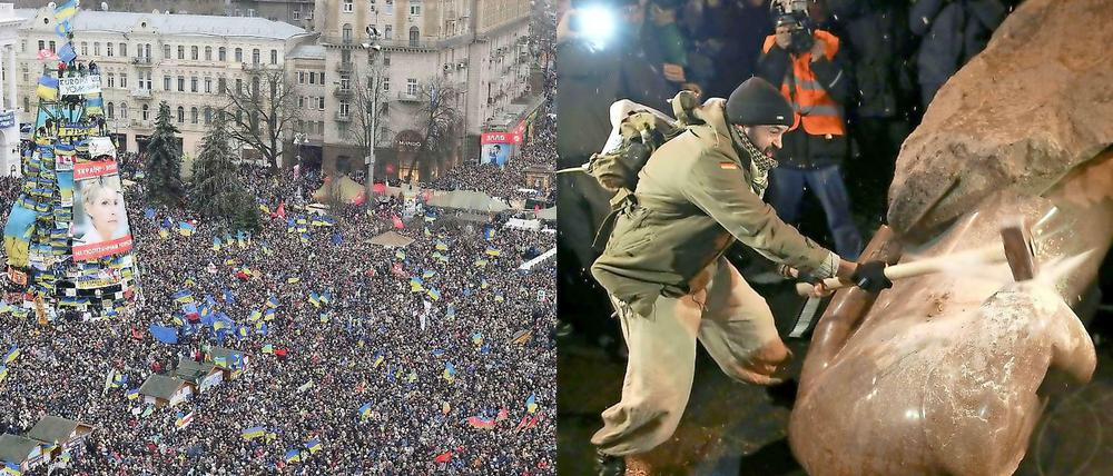 Menschenmeer und Wut, die sich entlädt. In Kiew haben auch am Sonntag wieder hunderttausende Ukrainer gegen den pro-russischen Kurs ihrer Regierung protestiert. 