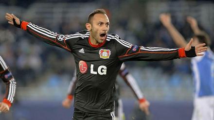 Ömer Toprak nach seinem 1:0-Treffer für Bayer Leverkusen gegen Real Sociedad.