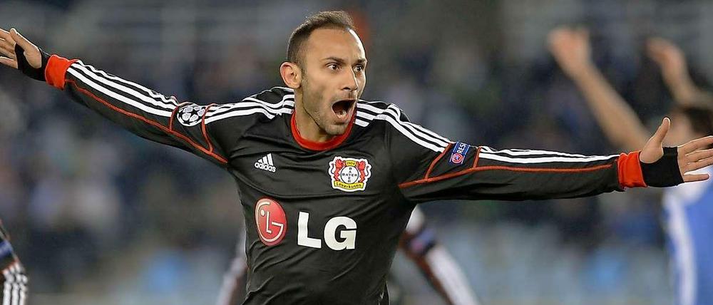 Ömer Toprak nach seinem 1:0-Treffer für Bayer Leverkusen gegen Real Sociedad.