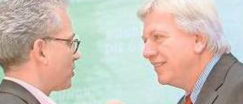 Die Verhandler Al-Wazir (links) und Bouffier.