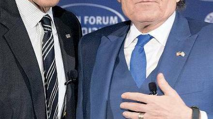 Einig: Obama und der israelisch-amerikanische Unternehmer Saban. Foto: AFP