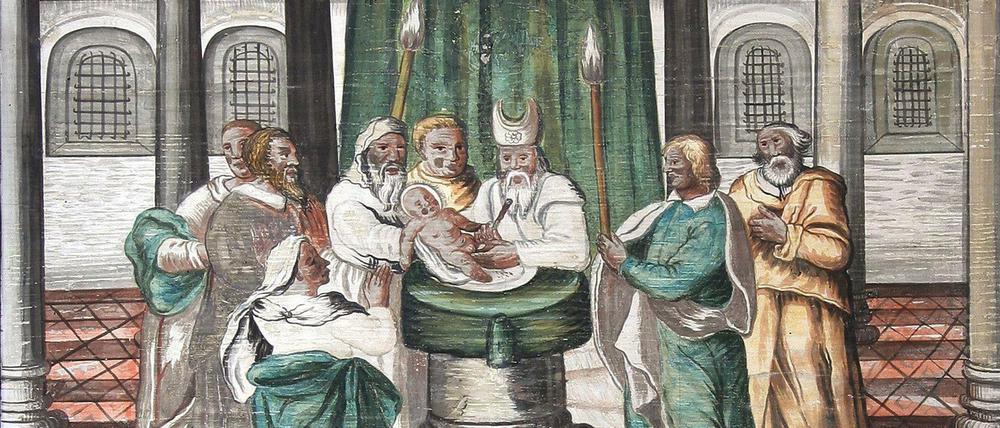 Darstellung der Beschneidung Jesu in einer evangelischen Kirche in Sachsen