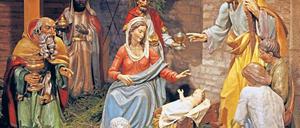 Die Geschichte mit den heiligen drei Königen geht auf Matthäus zurück, die Herbergssuche, die Maria und Josef in Bethlehem in den Stall führt, auf den Evangelisten Lukas. Fotos: culture-images/fai, imago, pa/dpa, pudelek/public domain