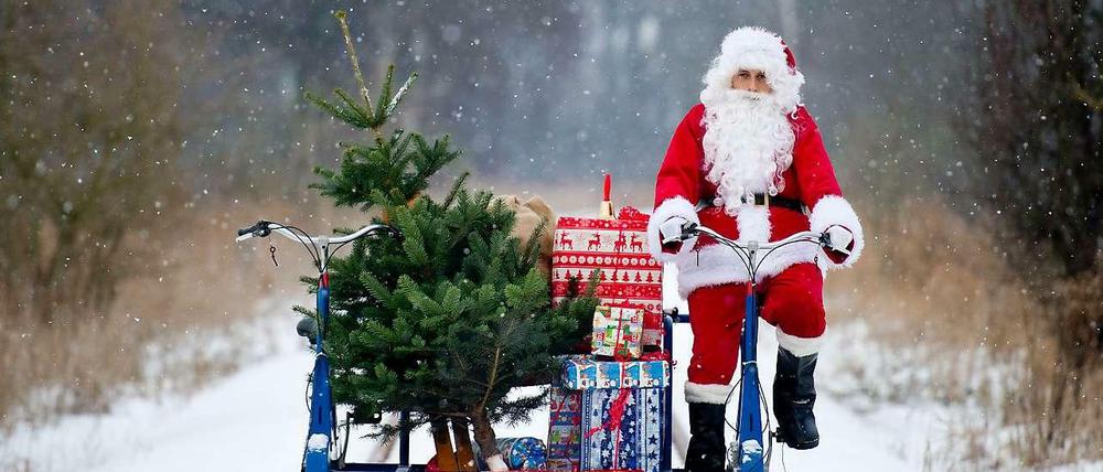 Das Foto ist doch gestellt? Iwo! So sind Weihnachtsmänner in Mellensee schon mal unterwegs.