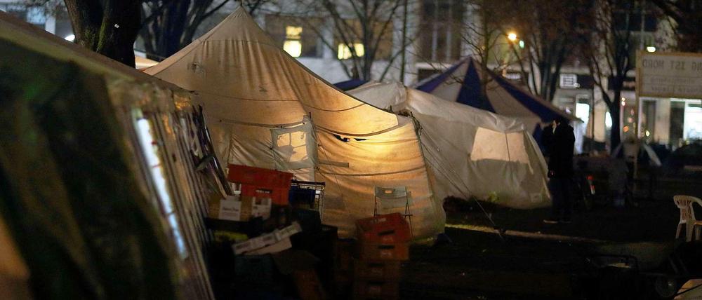 Zeltstadt Kreuzberg. Auf dem Oranienplatz leben Flüchtlinge seit dem Herbst 2012.