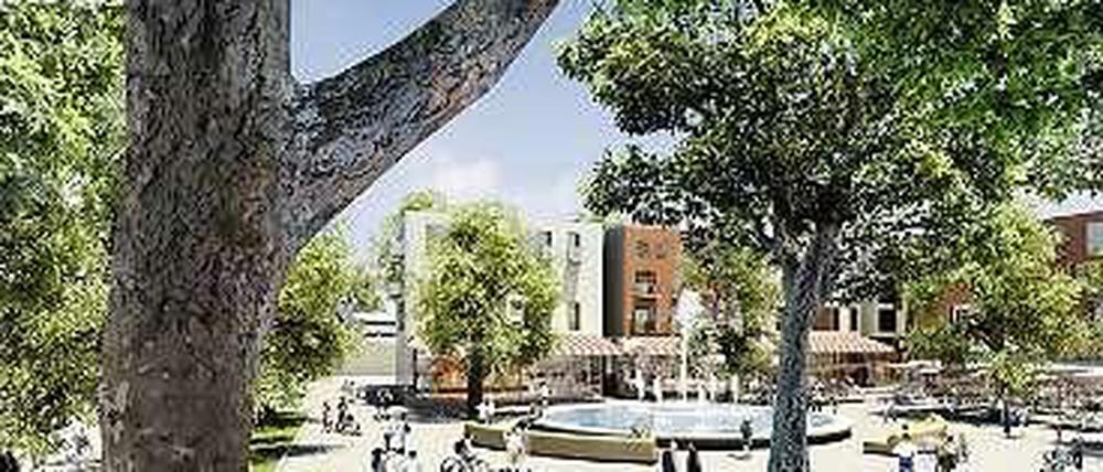 Pankows neue Mitte. So soll der künftige Platz am S-Bahnhof Pankow aussehen.