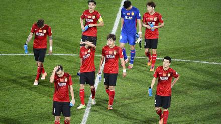 Dabei sein ist alles. Das Team von Guangzhou nach der Niederlage gegen die Bayern. 