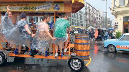 Immer dem Fasse nach. Die Bierbikes sind nicht bei jedem beliebt. 