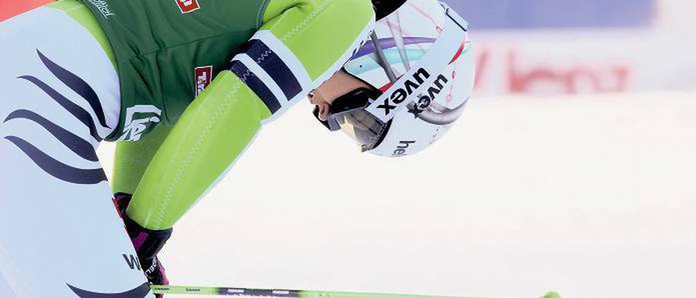 Angeschlagen, abgeschlagen. In Vancouver holte Viktoria Rebensburg Olympiagold im Riesenslalom – in diesem Winter fährt sie meist hinterher. Foto: Imago