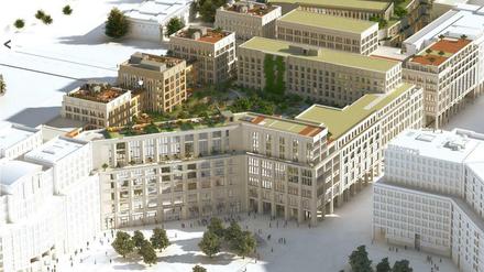 Shoppen und Kieken. So soll das fertige Leipziger-Platz-Quartier aussehen. Mit 76 000 Quadratmetern Verkaufsfläche ist es das zweitgrößte Center der Stadt. 