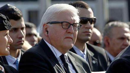 Bundesaußenminister Frank-Walter Steinmeier bei der Trauerfeier für Ariel Scharon in Jerusalem.