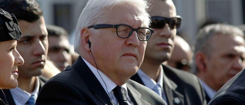 Bundesaußenminister Frank-Walter Steinmeier bei der Trauerfeier für Ariel Scharon in Jerusalem.