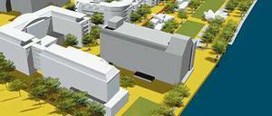 Gestern Behala-Gelände, heute Brache und morgen? Hier eine Alternativplanung des Architekten Carsten Joost, Mitinitiator des Netzwerks „Mediaspree versenken“.