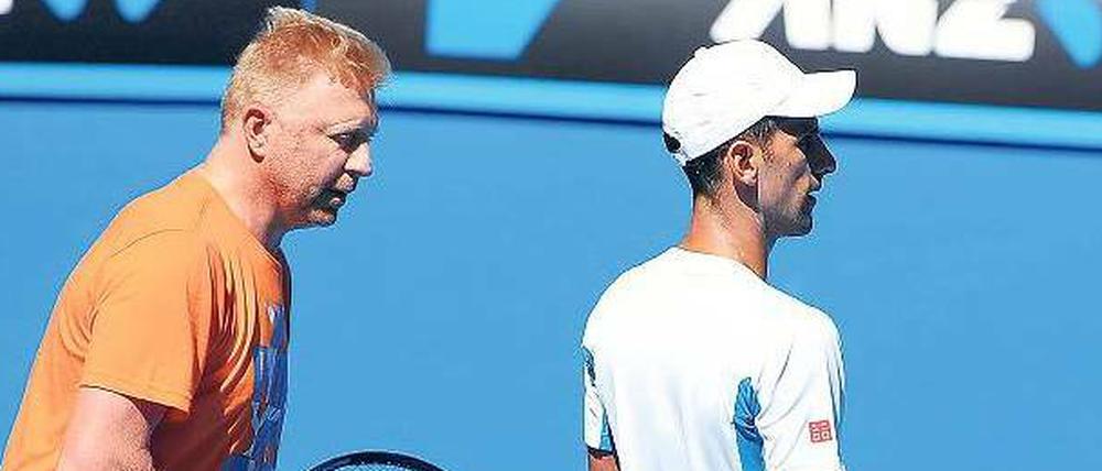 Der Tennisflüsterer. Becker (l.) gibt sein Grand-Slam-Debüt als Trainer. 